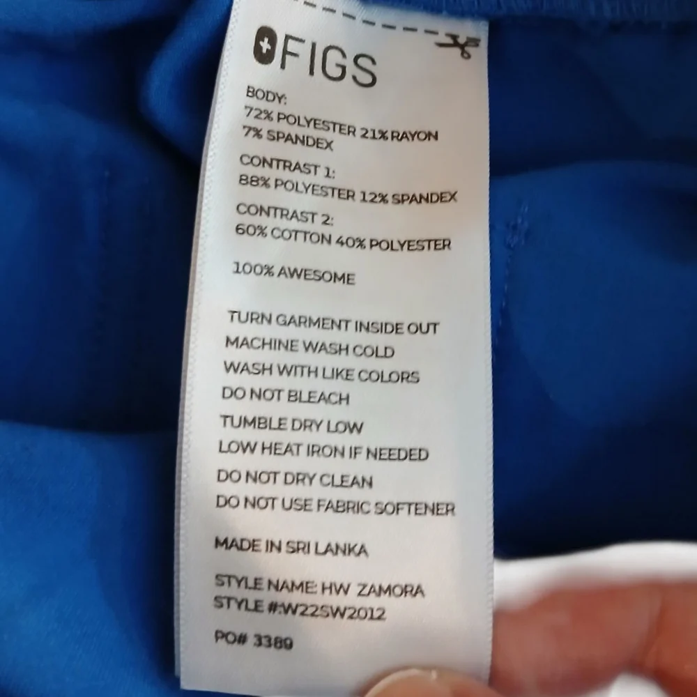 Figs Scrub Pants Blue Drawstring Jogger Zip Pockets Womans Mens size Medium